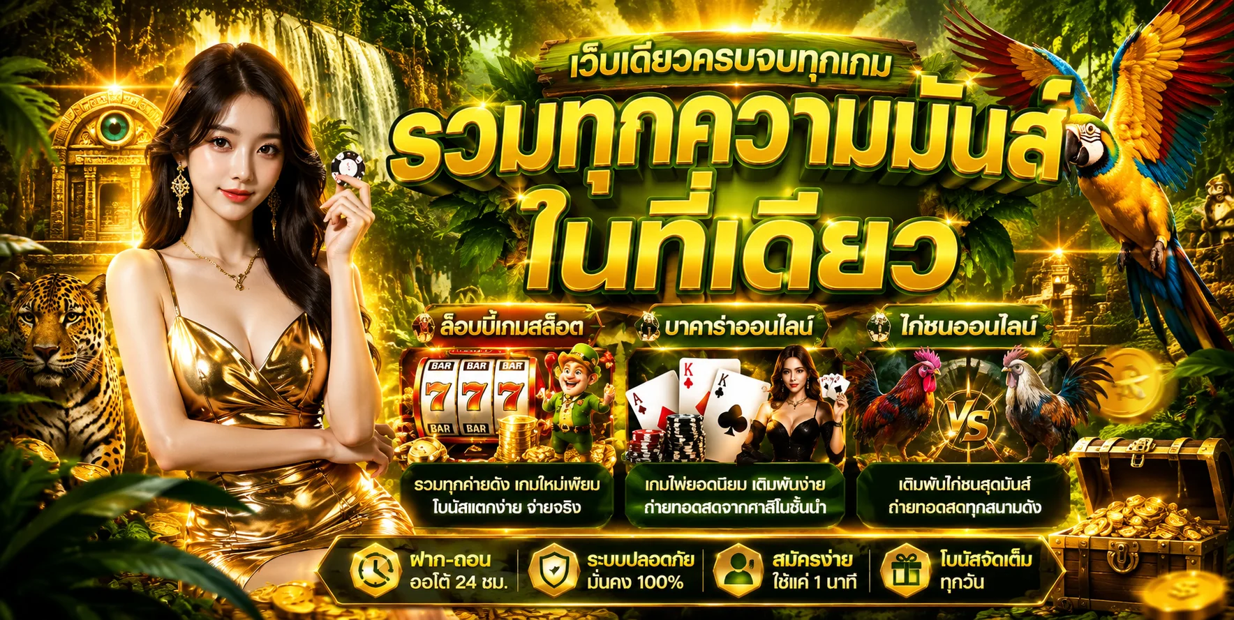 หน้าล็อบบี้ AMAZON789 แสดงเกมสล็อต บาคาร่า และไก่ชนออนไลน์